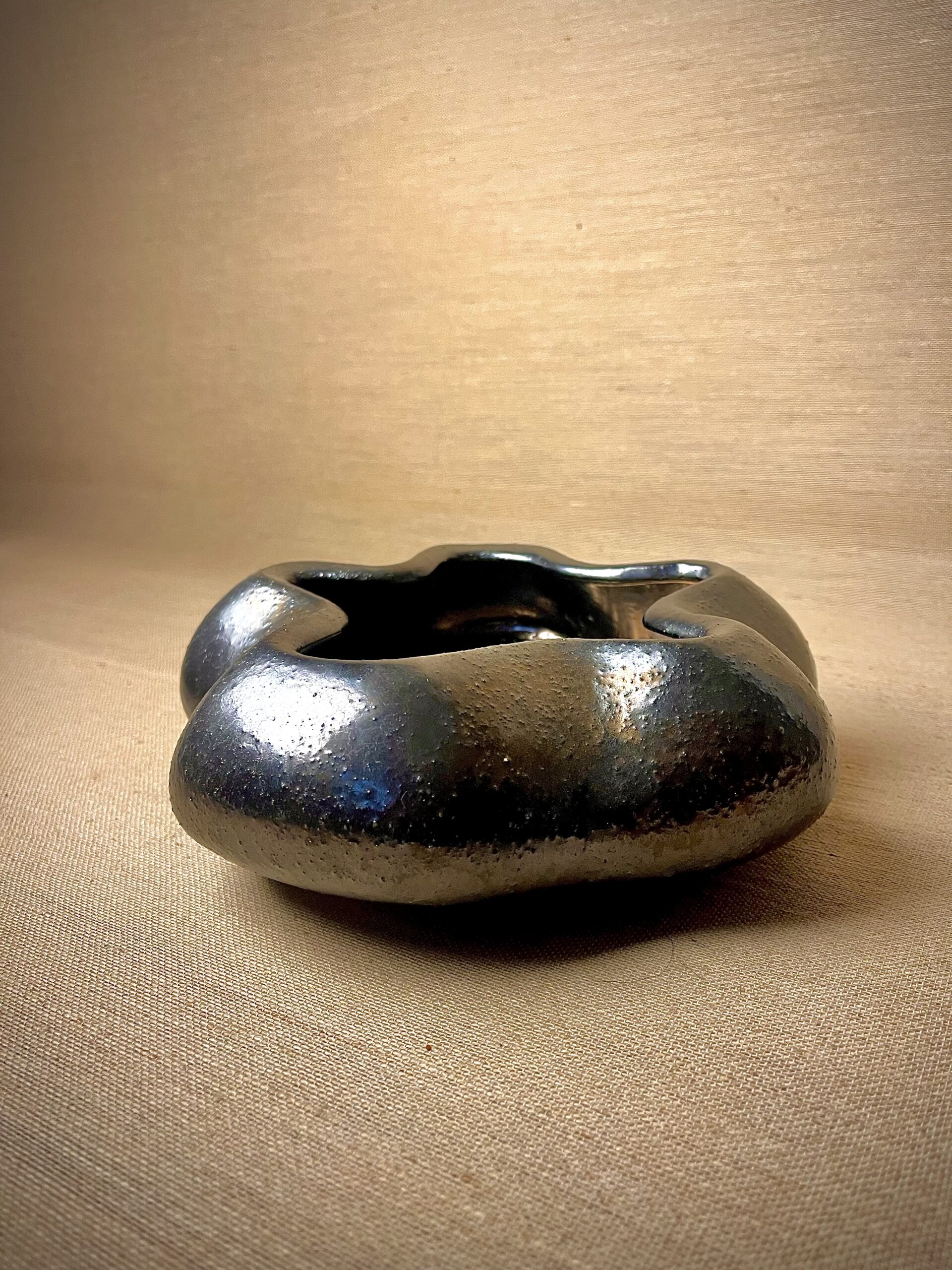 Cachepô de Cerâmica Esmaltada Cuia Dark Metalic Waves - Imagem 5