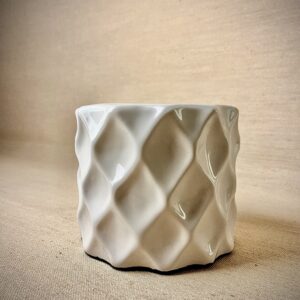 Cachepô de Cerâmica Esmaltada Matelassê Off White