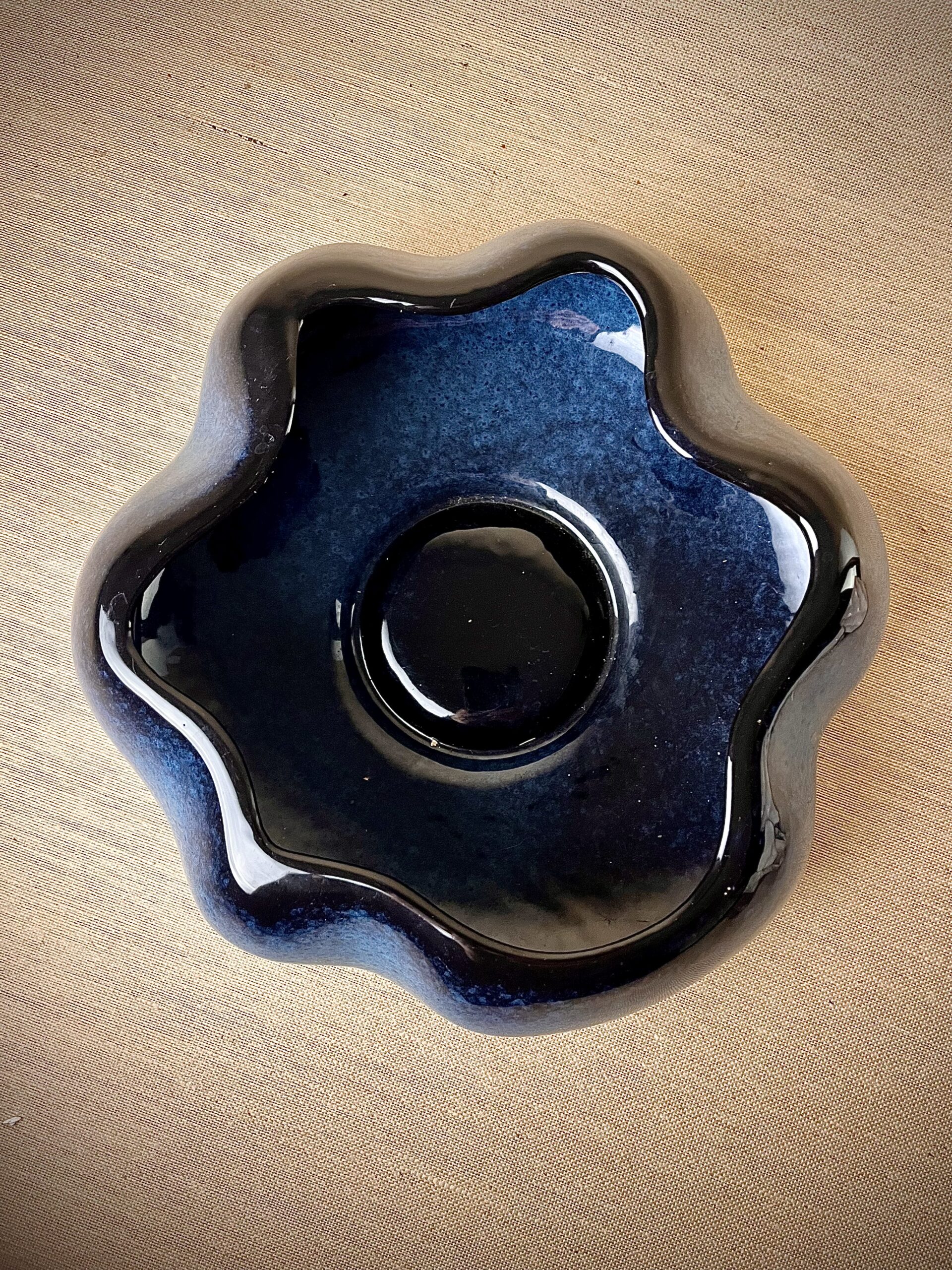 Cachepô de Cerâmica Esmaltada Cuia Acqua Esuro Waves - Imagem 2