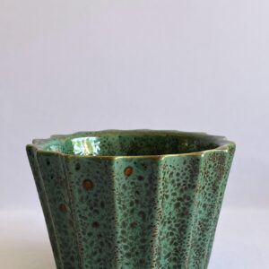 Cachepô de Cerâmica Esmaltada Verde Aladim Ondas