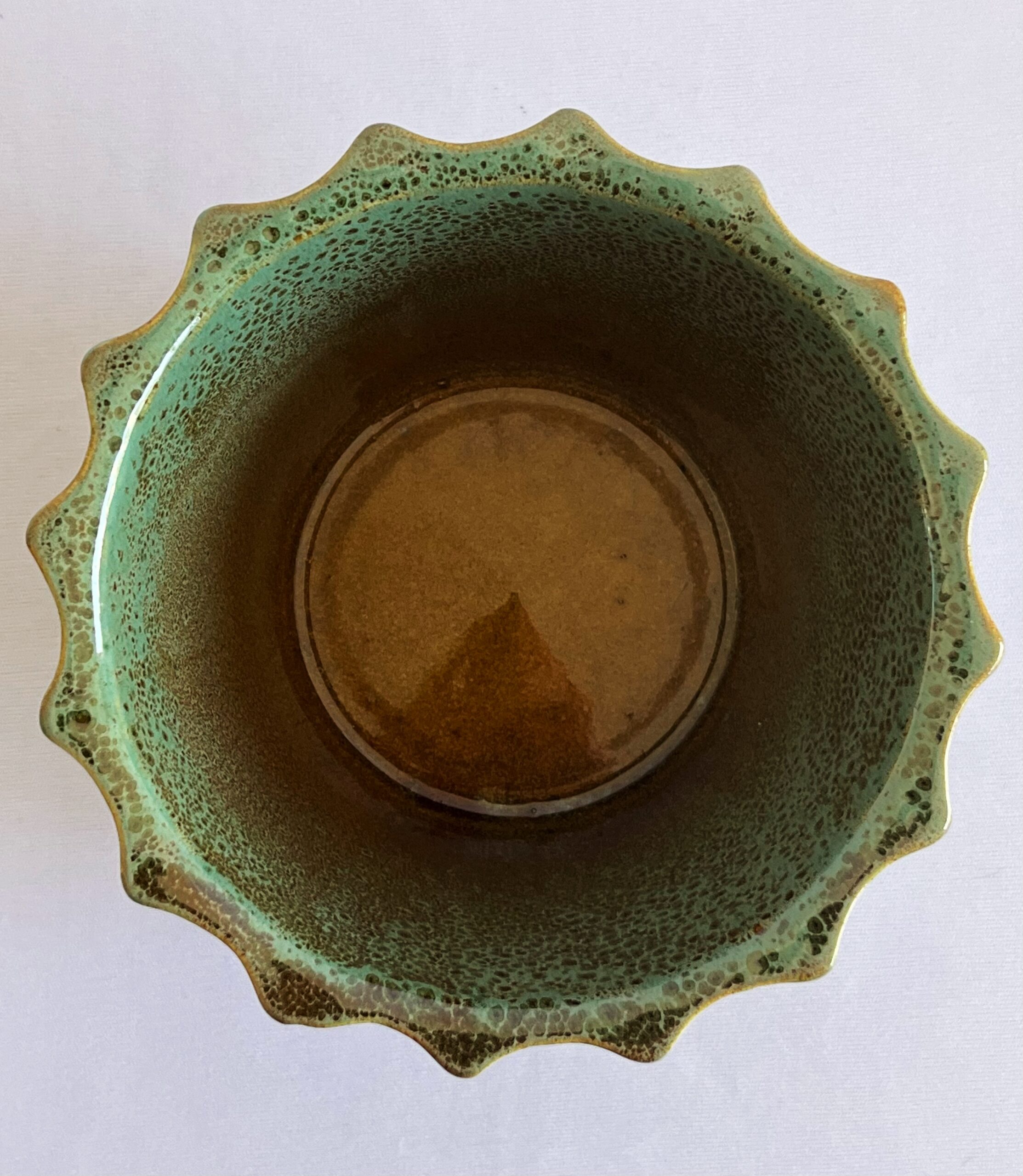 Cachepô de Cerâmica Esmaltada Verde Aladim Ondas - Imagem 2