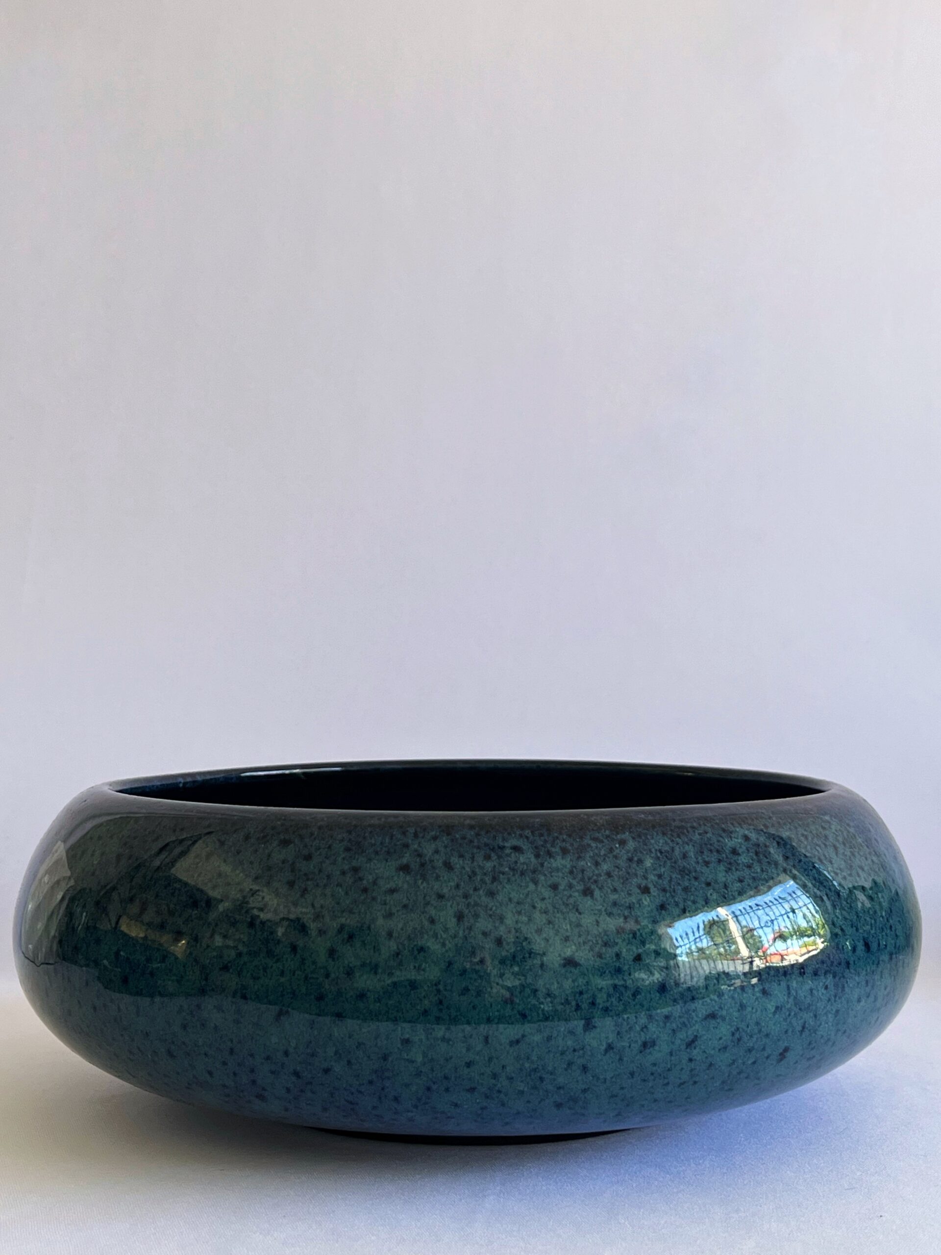 Cachepô de Cerâmica Esmaltada Cuia Acqua Esuro Liso