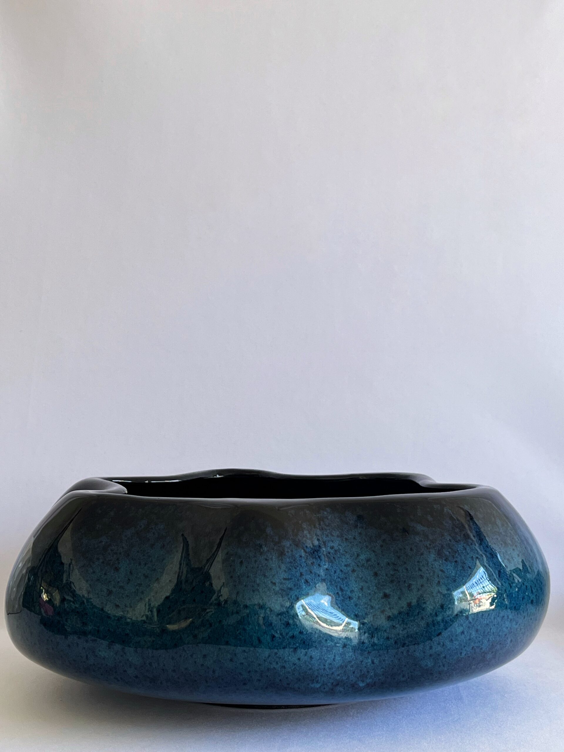 Cachepô de Cerâmica Esmaltada Cuia Acqua Esuro Waves