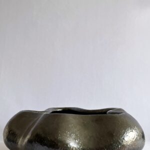 Cachepô de Cerâmica Esmaltada Cuia Dark Metalic Waves