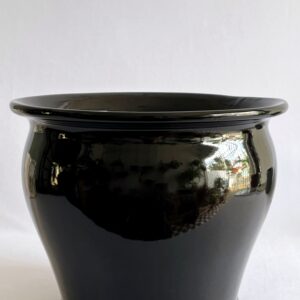 Cachepô de Cerâmica Esmaltada Curves Preto