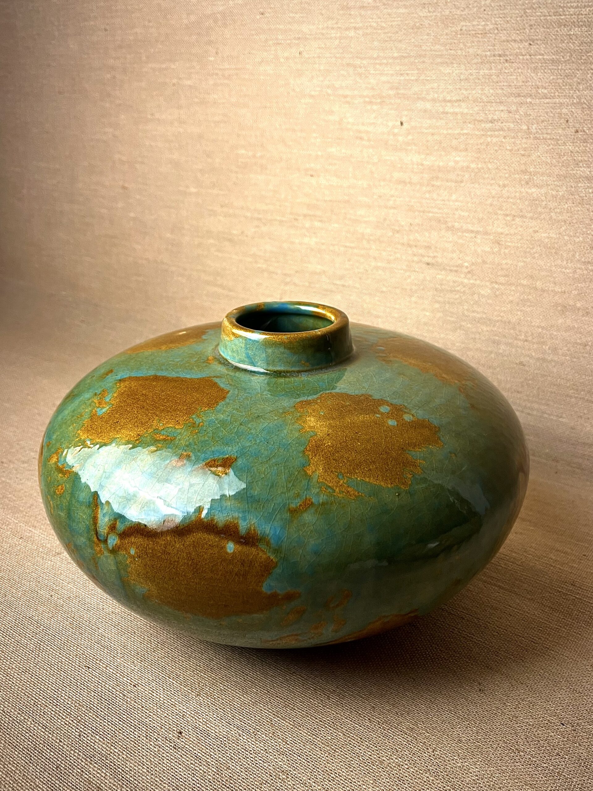 Vaso Ornamental de Cerâmica Esmaltada Aladim